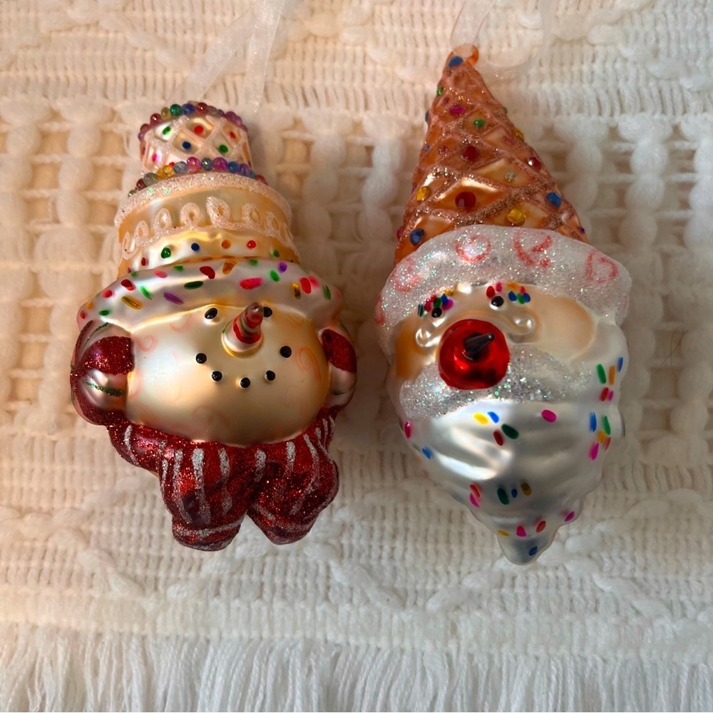 Vintage Toy Box Inc, Ice Cream Legends Glass Ornaments Set Of 2